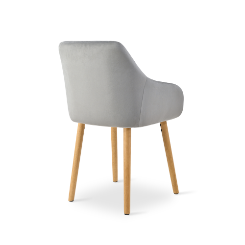 (Light Grey, Set of 6) Velvet Dining Chairs with Armrests, Nordic Fabric Accent Chair with Solid Wood Legs - GOEURVANT 2