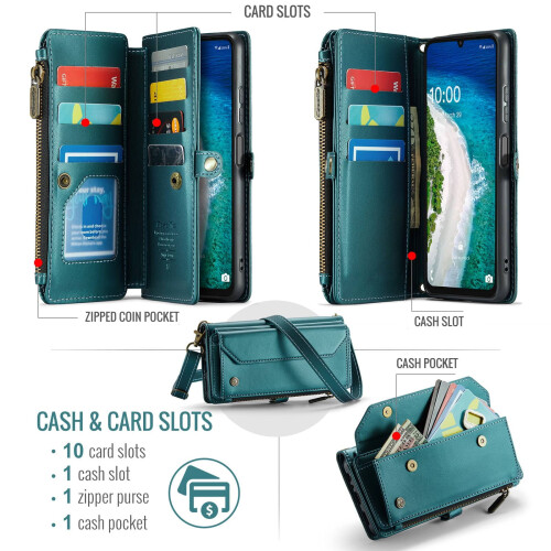 Θήκη πορτοφολιού crossbody με προστασία RFID για Samsung Galaxy A16 – Θήκη για 10 κάρτες, υποδοχή 1