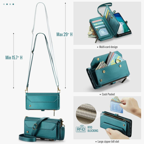 Θήκη πορτοφολιού crossbody με προστασία RFID για Samsung Galaxy A16 – Θήκη για 10 κάρτες, υποδοχή 2