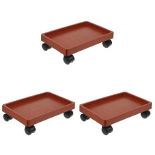 3Pièces Plateau Mobile Pour Plantes Roue Rouge Lisse