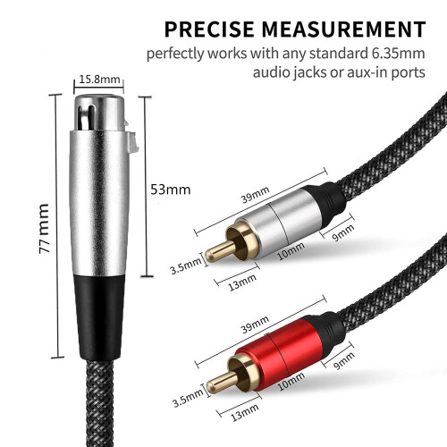 Καλώδιο διαχωριστή Y Xlr To2Rca, προσαρμογέας καλωδίου ήχου (2M Xlr θηλυκό To2Rca) 1