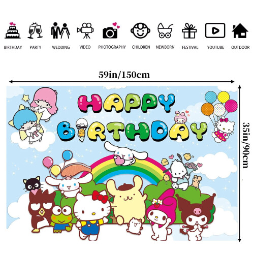 Γελοιογραφία Sanrio Γατούλα και Φίλοι Γενεθλίων Φωτογραφικό Φόντο Είδη Παιδικού 1