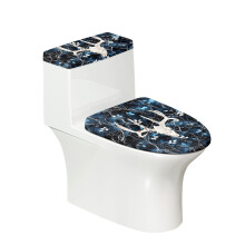 Ensemble de housses de toilette en polyester à motif tête de cerf pour salle de bain, avec couvercle et abattant de toilette, compatible avec