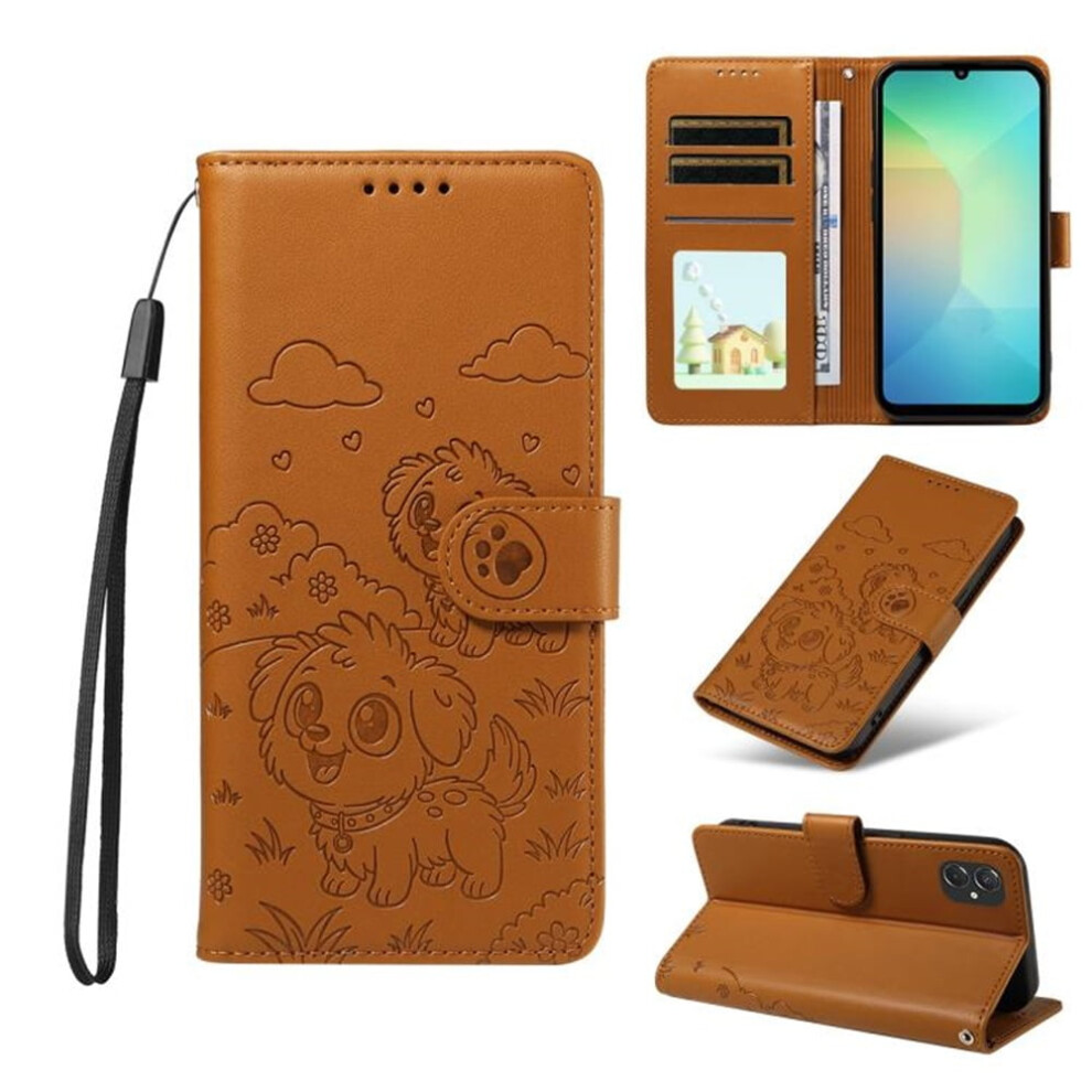 Leather Flip Case For Samsung Galaxy M06 5G Â Rfid Wallet, Magnetic Clasp, Lanyard & Stand, Brown 9065194380315