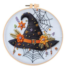 Halloween Embroidery Kit for Beginners & Adults,DIY Ghost & Gothic Cross Stitch with Hoops & Patterns
