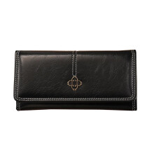Women's Long PU Wallet with Snap Closure, 9 Card Slots