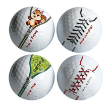 Novelty Golf Ball Gift Set, White with Humorous Designs, 1.65 inch Standard Size, 4 Pack