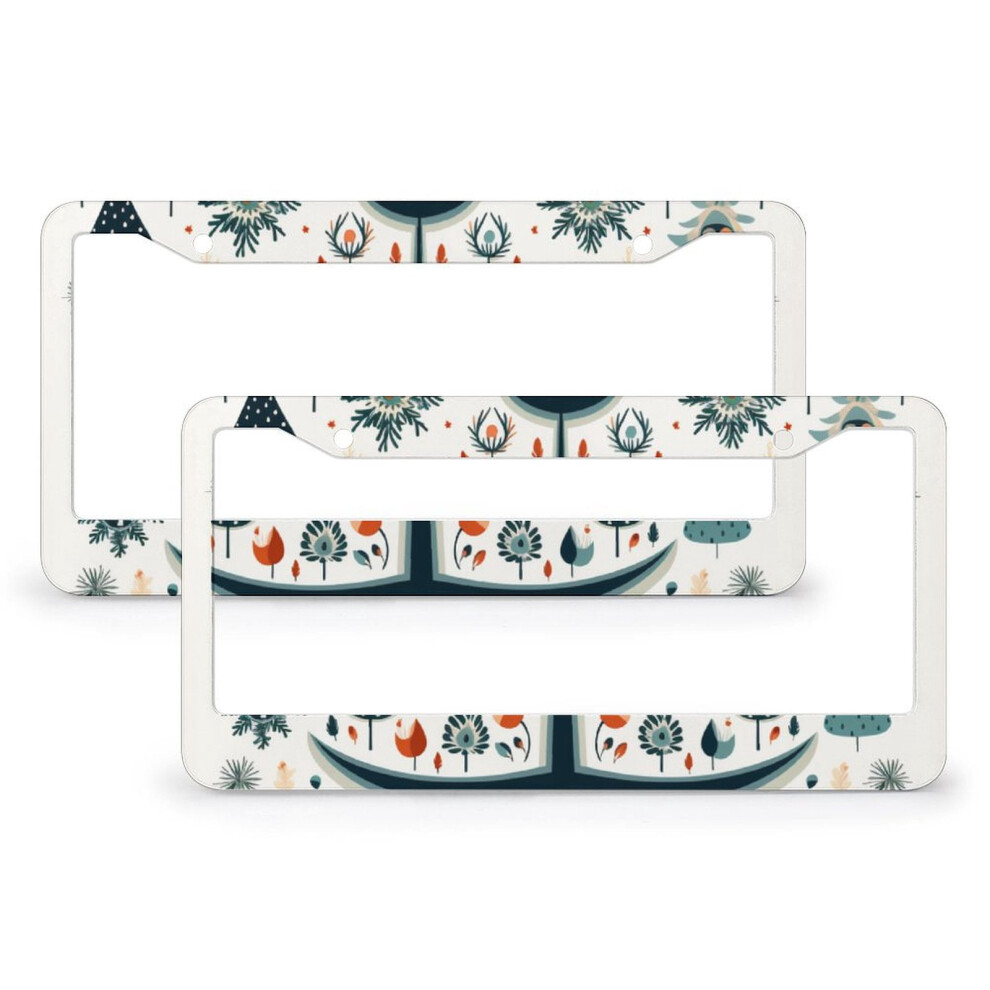Vintage Christmas Tree License Plate Frame Aluminum 2 Pack 908436864534
