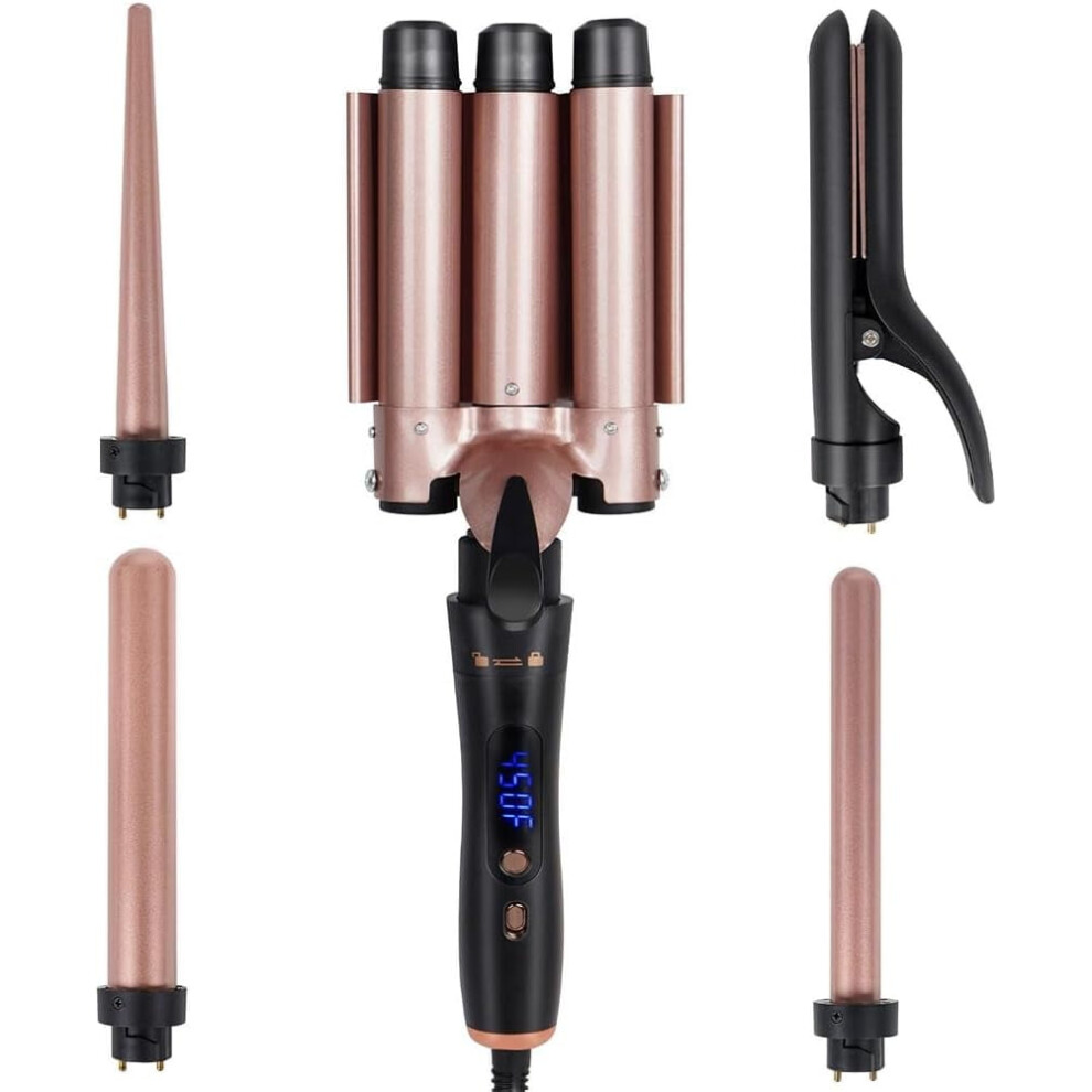 5-in-1 Hair Styler Ceramic Curling Wand Flat Iron Crimper