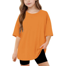 Girls Oversized Shirts Short Sleeve Baggy Round Neck Casual Tee Kids Summer Loose Basic Tshirts