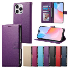 Leather Wallet Phone Case Compatible with iPhone 16 Pro Max, 15–11, Xs Max, XR, 6–8 Plus – Card & Zipper Design