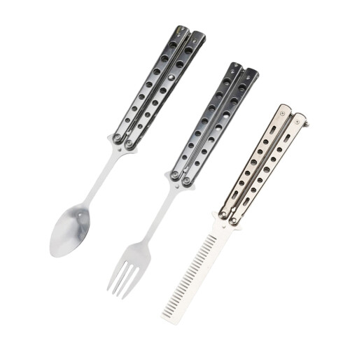 Foldable Butterfly Fork Spoon For Camping Utensil Set for Outdoor Adventures