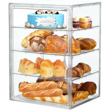 Large 4-Layer Adjustable Bread Box for Kitchen Counter – Airtight Clear Storage Container for Bread, Bagels & Muffins (Compatible with Standard