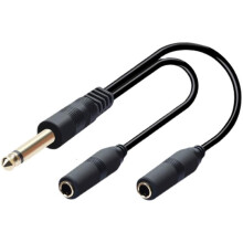 6.35mm Stereo Male Plug to Double 6.35mm Female Plug Speaker Cable Splitters