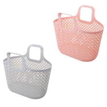 BESTONZON 2Pcs Hollow Plastic Bathroom Basket with Ergonomic Handle for Storage Use