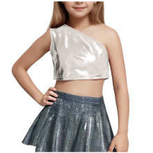Girls Sequin Crop Top Fashion Party Short Blouse