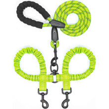 Dual Dog Leash - 360 Swivel, No Tangle Walking Leash with Shock Absorbing Bungee for Two Dogs