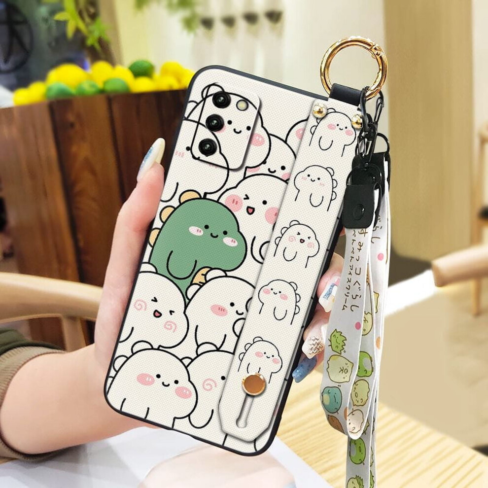 Phone Case Compatible With Samsung Galaxy A03s Asian Version/Sm-A037f Â Cute Cartoon Silicone Lanyard Wristband, Anti-Knock, Waterproof, Shockproof 9101399423461
