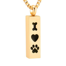 Paw Urn Cremation Necklace for Ashes – Dog/Cat Paw Print Bar Pendant, Pet Memorial Jewelry, Compatible with Ashes Storage