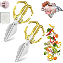 Seattleget Heavy-Duty Kitchen Shears, compatible with Sharp Stainless Poultry Scissors – 2-in-1 Ergonomic for Chicken, Meat, Seafood (2025)