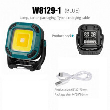 Draagbare LED-Werklamp, USB-Oplaadbaar, 180 Graden Draaibaar, Autoreparatielamp, Blauw