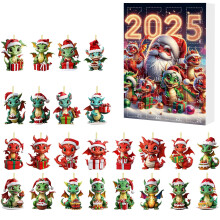 Dragon Advent Calendar 2025 – 24-Day Hanging Ornament Countdown, Acrylic Xmas Decor, Compatible with Christmas Tree