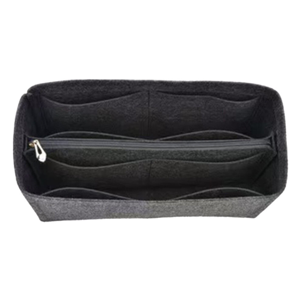 Dark/Gray Inner Liner Makeup Storage Bag With Long/Short Handles, Center Zipper, Â Compatible With Standard Drawers