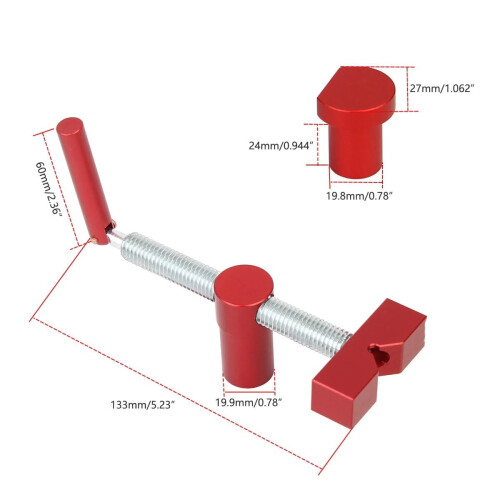 2 grampos de bancada de 20 mm MFT com 4 pinos de fixação ajustáveis para bancada. 1