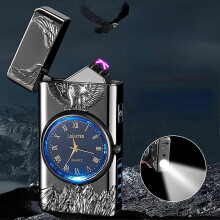 Rechargeable Arc Lighter for Men, Dual Arc Plasma Windproof, Embossed Eagle Design, USB Rechargeable, Gold, Holiday Gift