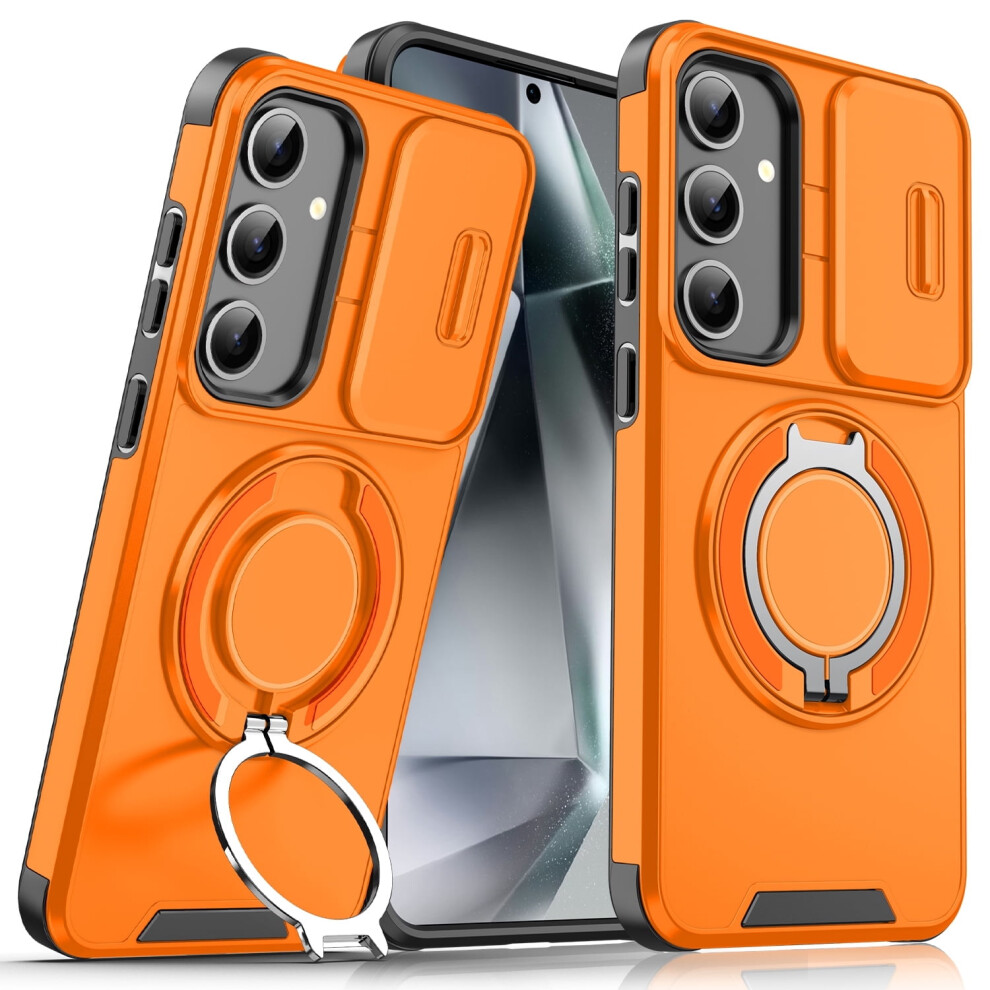 Rugged Military-Grade Case For Samsung Galaxy A16 5G Â Shockproof, Magnetic, Metal Ring, Kickstand, Slide Lens Protection, Orange 9485826731573