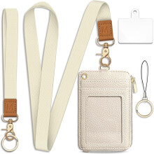 Slim RFID Lanyard Wallet with ID Badge Holder, Keychain Wristlet & Zipper Pocket – Compatible with Office/Teacher Use
