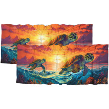 Sea Turtle Curtain Valances Blue Ocean Summer Coastal Scenery Window Treatment for Living Room Bedroom Bathroom 54 by 18 in, 2 Panel