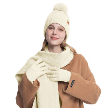Knitted Hats Scarves And Gloves Set Of Three Women's Outdoor Warm Double Wool In Autumn And Winter.