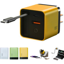 3-in-1 GaN Charger, 80W Max, with Type-C Cable & 2 USB Ports, Compatible with Phones & Laptops