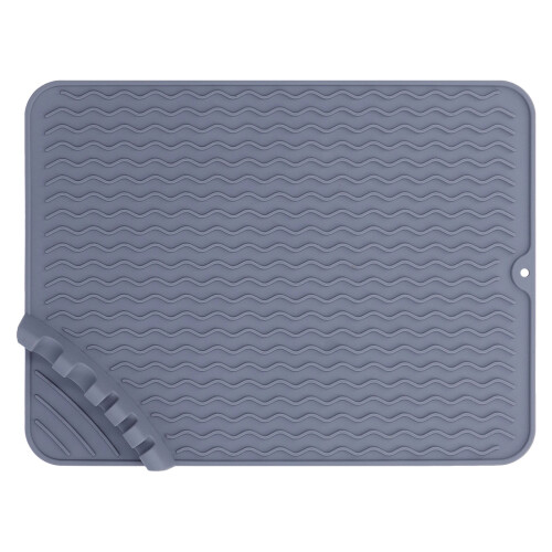 Multi-Usage Kitchen Mat, Silicone Dish Drying Mat For Microwave Oven Safe, Quick Dry Non-Slip Mat, Grey 2