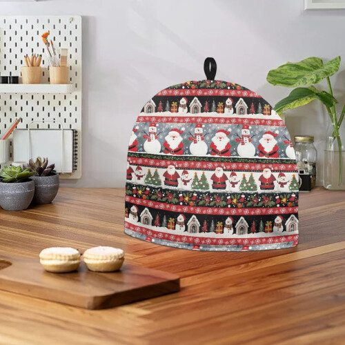 Capa para bule de Natal com estampa do Papai Noel, com alça para pendurar, grossa e resistente ao desbotamento, compatível com chaleiras padrão. 2