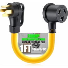 50A to 30A Dryer Adapter Cord: NEMA 14-50P to 10-30R, 4-Prong to 3-Prong, 1FT, STW 10 AWG/3C, ETL Listed, compatible with RV/generator