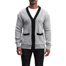Gilet cardigan uni à manches longues pour homme, haut chaud