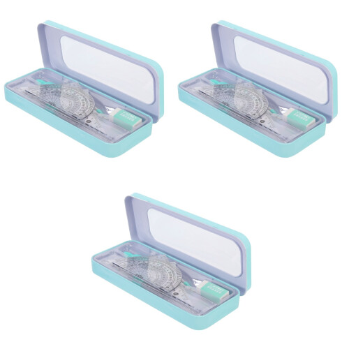 3Ensembles Kit Scolaire Règle Bleue Compas Rapporteur Précis 1