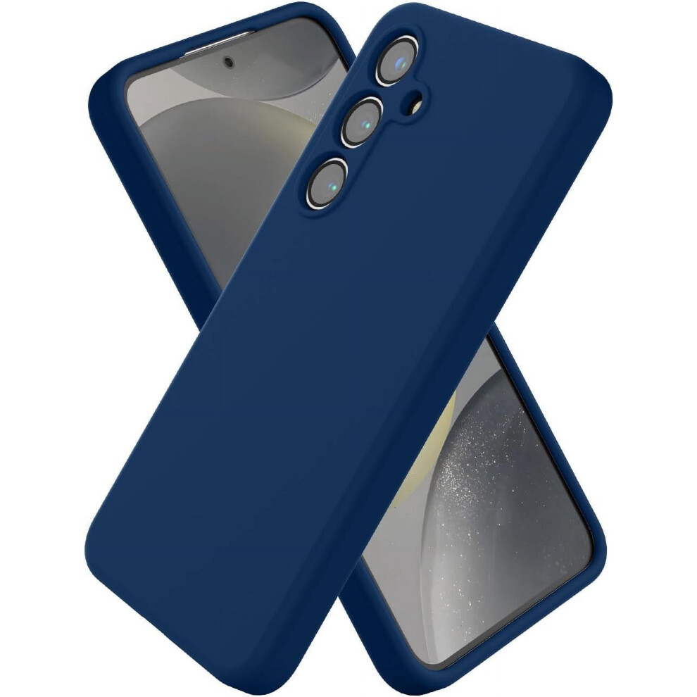Compatible With Samsung Galaxy S24, Slim Liquid Silicone Case, Shockproof, Upgraded Camera Protection & Microfiber Lining, 6.2", Navy Blue 9193271936541