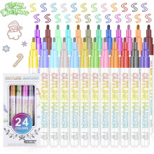 Dual Line Highlighter, 2025 New Sparkle Outline Pen, Metallic Glitter Markers for Black Paper & Scrapbooking