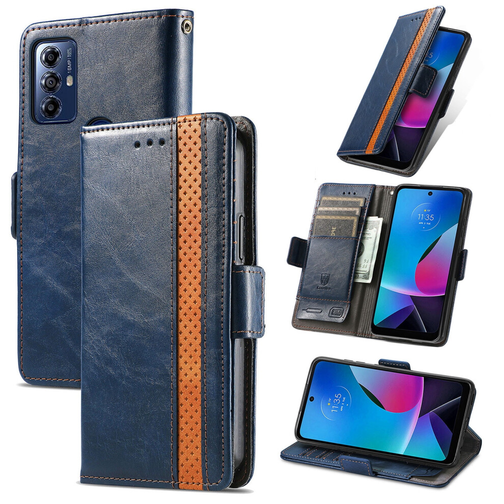 Allytechgroup Wallet Case For Motorola Moto G Play 4G 2024 Â Rfid Blocking, Vintage Pu Leather, Flip Stand, Shockproof, Magnetic Closure, Dark Blue 9193271938071