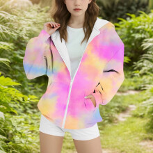 Trendy Zip-Up Gradient Hoodies for Girls 4-15, Thermal Long Sleeve Sweatshirts – Fall/Winter Casual Tops