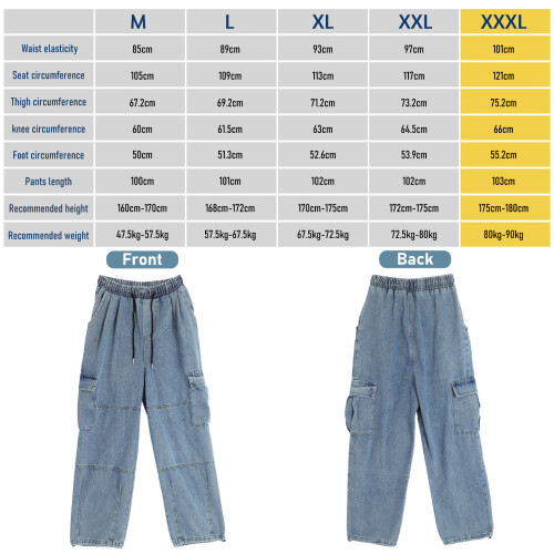 Jeans Hommes Coton Larges Style Cargo Décontracté 2