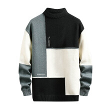 Pull homme décontracté à col roulé semi-roulé et manches longues