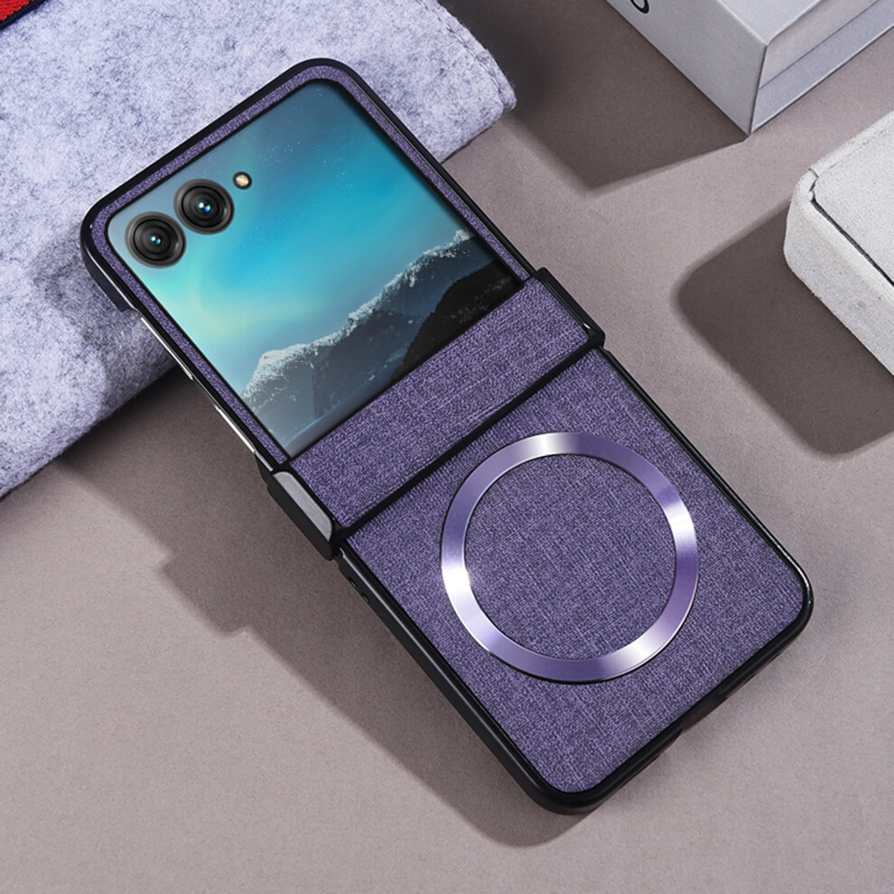 Motorola Razr 2024 Case Â Fabric + Pc, Magsafe Compatible, Shockproof, Thin & Lightweight With Hinge Protection, Purple 9193271939207