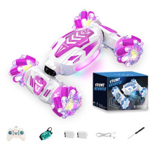 Coche teledirigido RC, coche acrobático con luces, giro de 360, juguetes para niños de 6 años en adelante, regalos de Navidad y cumpleaños.