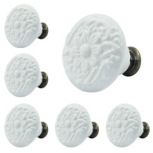 Boutons et poignées en céramique bleu ciel - Boutons de tiroir et d'armoire rétro, diamètre 34 mm / 1,3 pouce (10 pièces)