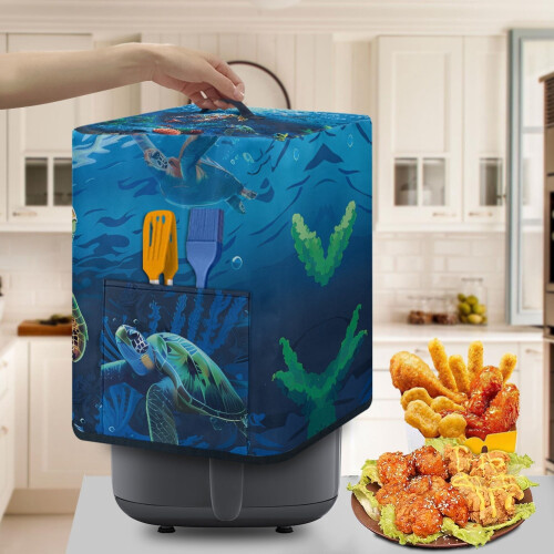 Κάλυμμα για φριτέζα αέρα Sea Turtle (5-6Qt) – Κάλυμμα σκόνης με τσέπες και επάνω λαβή, 2