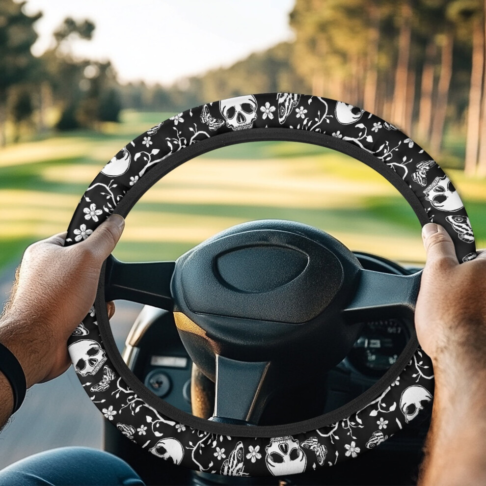 Skull & Flower Golf Cart Steering Wheel Cover Â Universal, Compatible With Club Car, Decorative Gift For Dad & Men 9341593586474